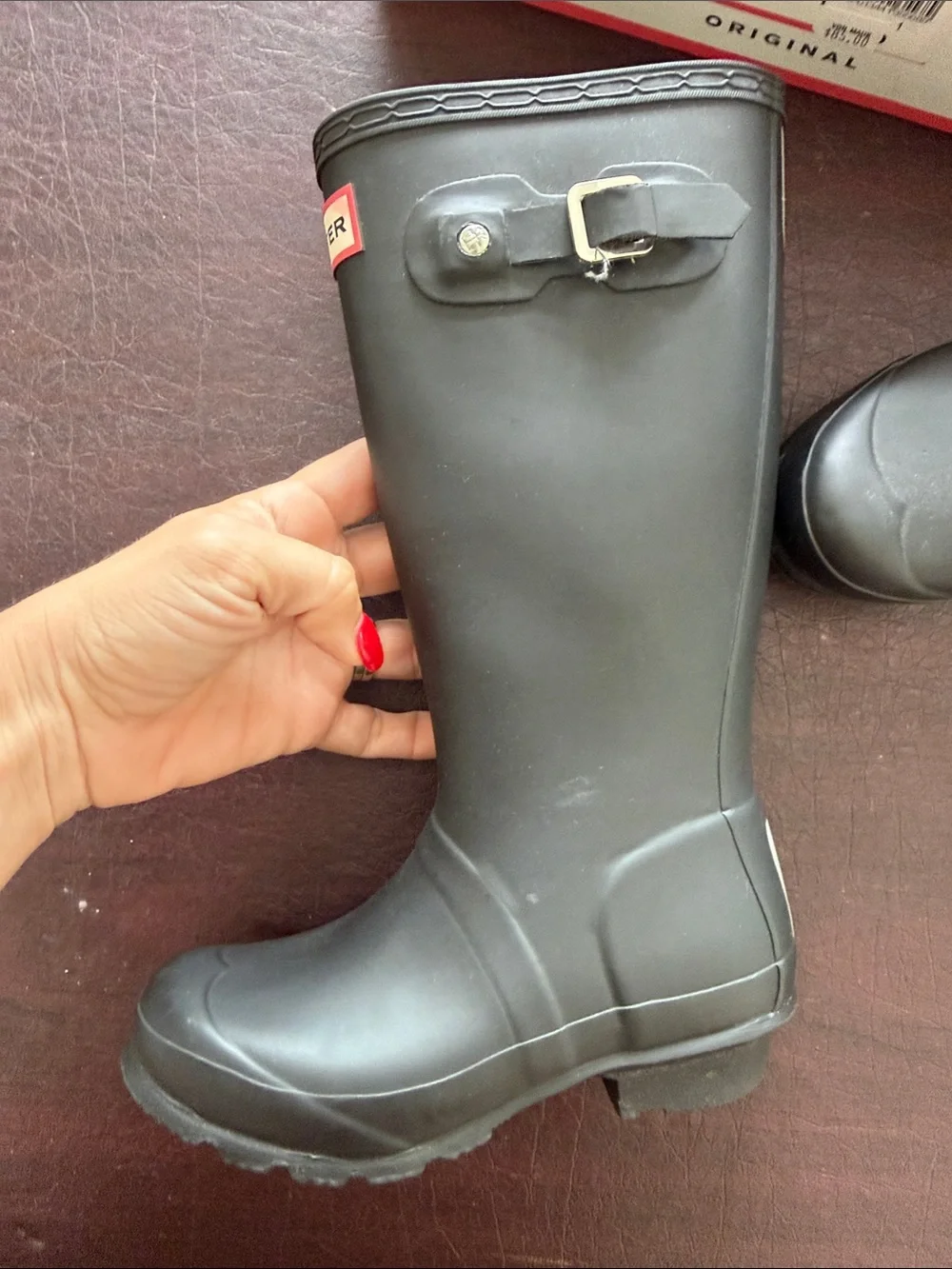 Hunter Kids Matte Black Mid-Calf Rain Boots US Size 1B/2G